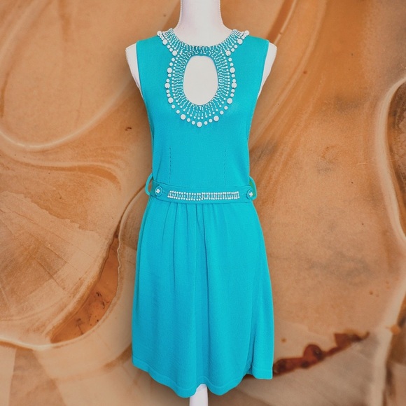 NWT Vintage Nanette Lepore Turquoise ‘Lucia’ Tunic Style Mini Dress Size Medium - Picture 6 of 16